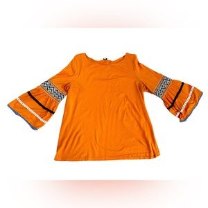 Crown & Ivy Orange Bell Sleeve Top NWOT